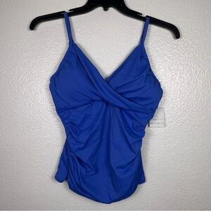 Sunsets Simone Tankini Top Harbor Blue Ribbed Adjustable Women's Size Large